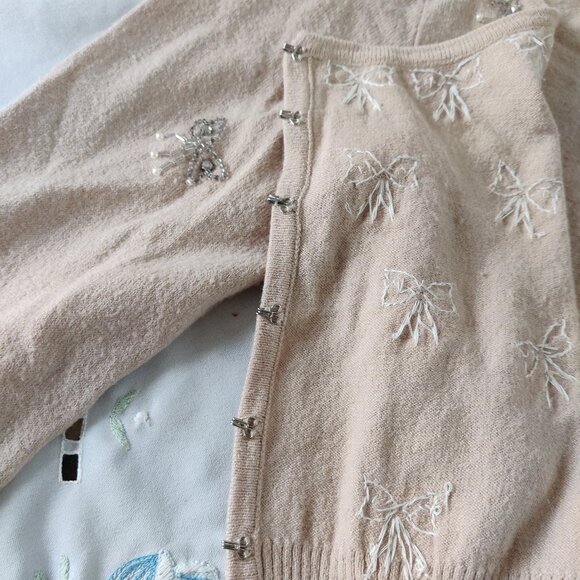 Express SZ-S Allover Butterfly Embellishment Sweater Cardigan - Picture 8 of 13
